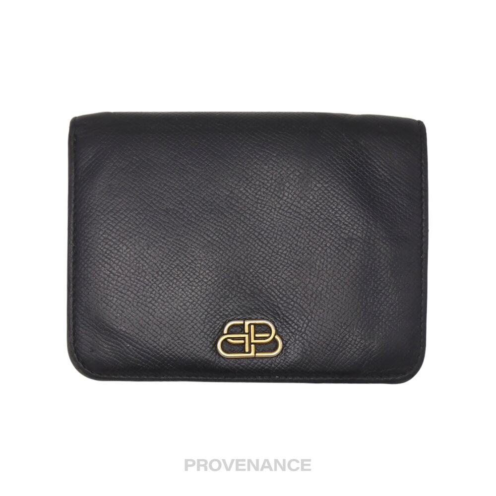 🔴 Balenciaga BB Logo Snap Wallet - Black Leather